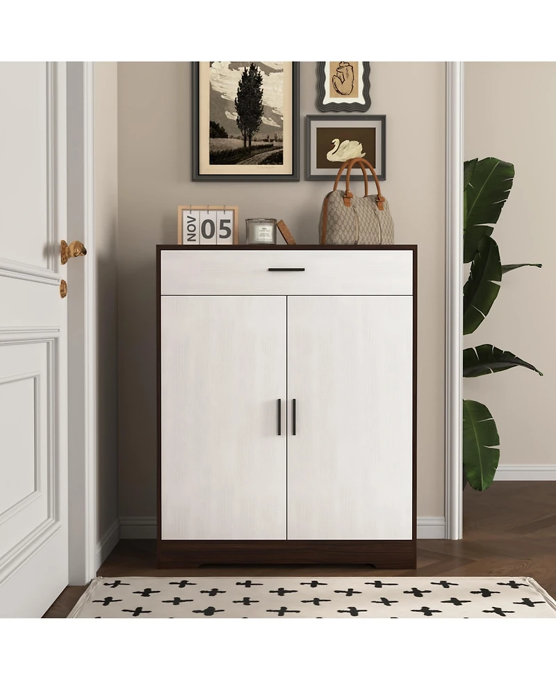 Lovmor Tier Shoe Cabinet with Drawer 4 Layer Storage White