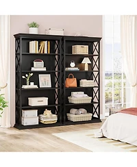 Tribesigns 6-Tier Bookcase Set of 2, 71 Inches Industrial Bookshelves and Bookcases with 5 Shelf Display Storage Shelves