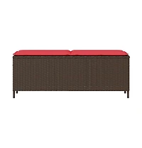 vidaXL Patio Bench with Cushion Brown 43.3"x11.8"x15.9" Poly Rattan