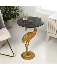 Jonathan Y Blanche 25" Classic Mid-Century Glass Top Flamingo End Table