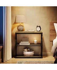 Tribesigns End Table, Narrow 3-Tier End Table for Living Room, Industrial Wooden Side Table with Metal Frame