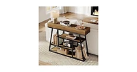 Tribesigns 41.3" Entryway Table, Industrial Narrow Console Sofa Table with 4 Tiers Storage Shelves for Entry, Hallway