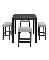 Flynama Industrial 5 Piece Dining Table Set with 4 Stools 36Inch Square Table and Space Saving Design for Kitchen Dining Room and Game Room
