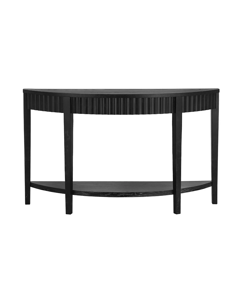 Lovmor Mirod 55'' Elegant Half-Moon Entryway Table with Wood Veneer and Open Shelf – A Refined Accent Piece for Hallways or Foyers