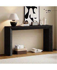 Lovmor 60" Modern Farmhouse Console Table with 2 Concealed Drawers, Waterfall Design Entryway Table with Thickened Legs