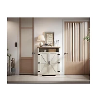 Lovmor Farmhouse Shoe Cabinet Adjustable 4 Tier Rustic Storage Bench Entryway Hallway