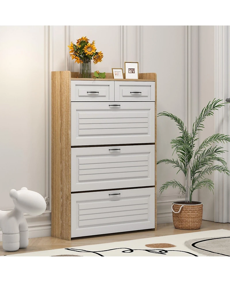 Lovmor 3 Classical Rotating Shoe Cabinet with Drawers