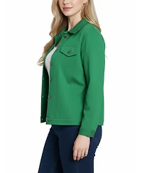 Ny Collection Petite Long Sleeve Ponte Cropped Jacket