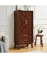 Streamdale Furniture 53.5" Mid Century Modern Walnut Kitchen Pantry Storage Cabinet with Doors & Drawers