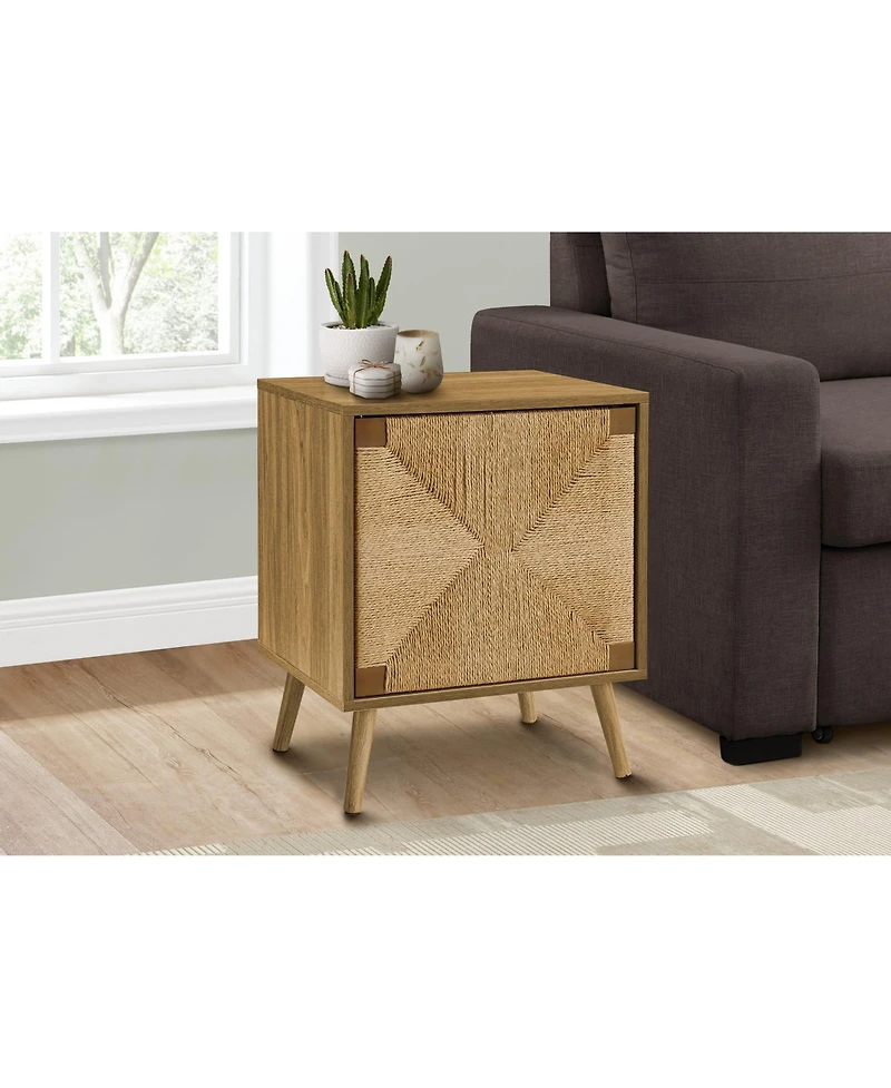 Lovmor Accent Table, End, Storage, Small, Side, Living Room, Lamp, Light Walnut Laminate, Seagrass, Modern