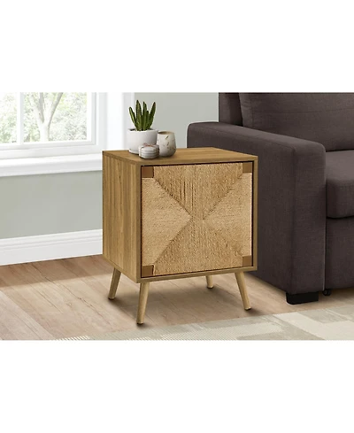 Lovmor Accent Table, End, Storage, Small, Side, Living Room, Lamp, Light Walnut Laminate, Seagrass, Modern