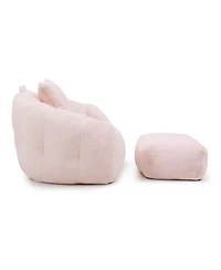 Streamdale Furniture Giant Faux Fur Bean Bag Chair with Footstool