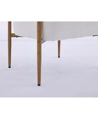 Streamdale Furniture White teddy velvet dining chair with metal frame and wood grain finish