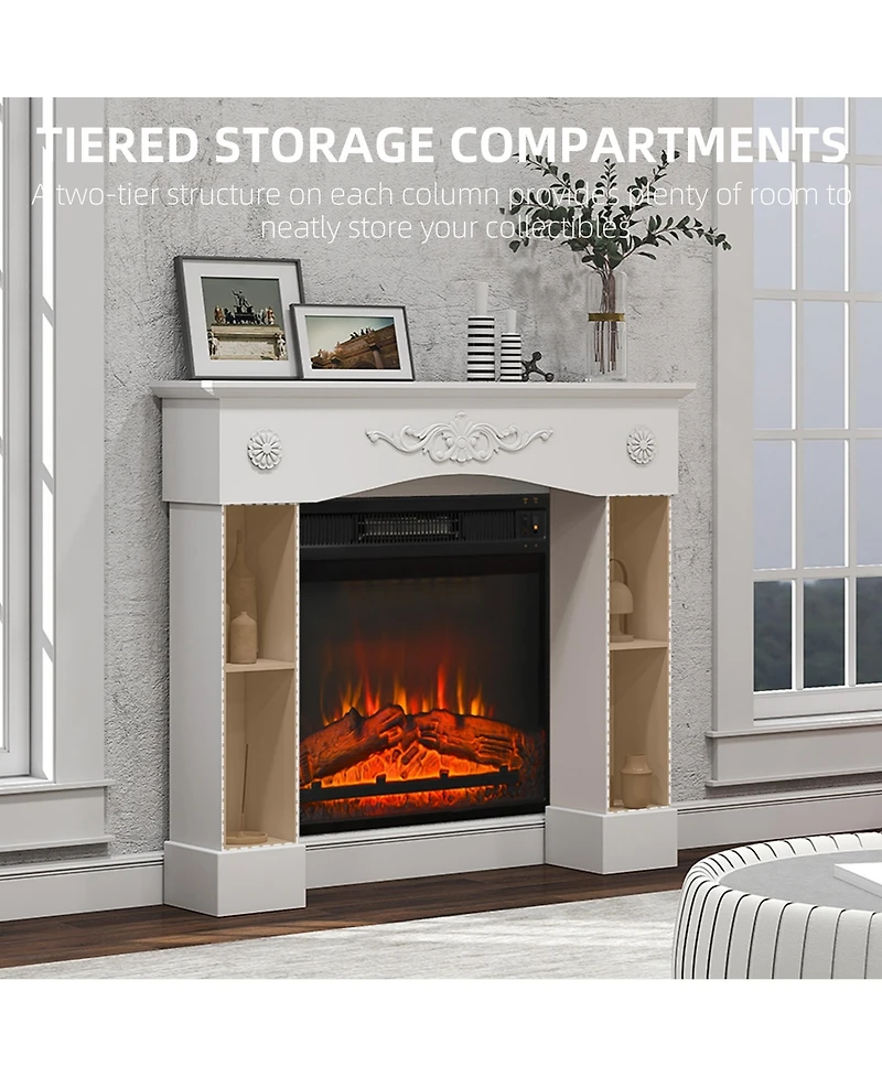 Homcom Baroque Fireplace Mantel, Fireplace Surround with Leg,