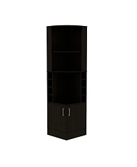 Lovmor Corner Cabinet with 2 Doors 8 Bottle Cubbies 2 Shelves and 12 Wine Glass Rack