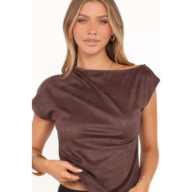 Petal and Pup Women's Vaila Faux Suede Off Shoulder Top