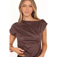 Petal and Pup Women's Vaila Faux Suede Off Shoulder Top