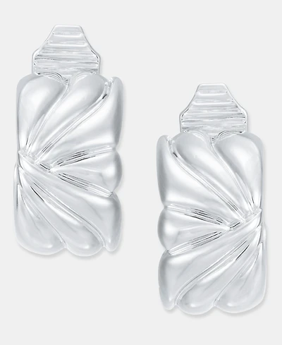 Anne Klein Small Textured Clip-On Hoop Earrings, 0.76"