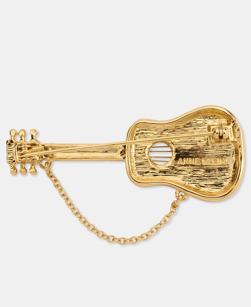Anne Klein Mother-of-Pearl & Cup Chain Guitar Pin