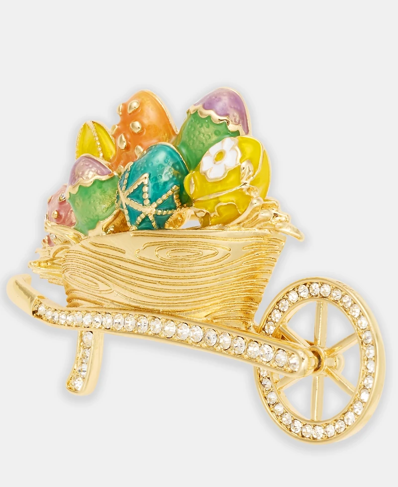 Anne Klein Pave & Painted Egg Wheelbarrow Pin