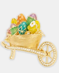 Anne Klein Pave & Painted Egg Wheelbarrow Pin