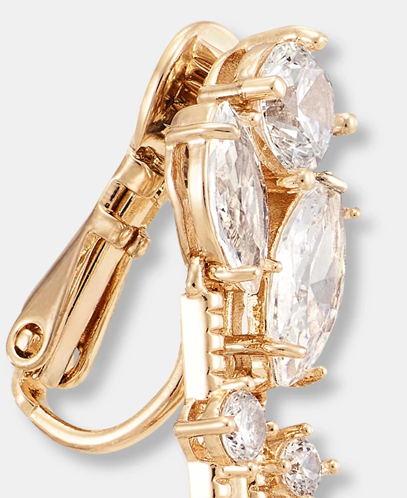 Anne Klein Crystal Cluster Clip-On Linear Drop Earrings