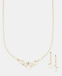 Anne Klein Stone Cluster Bar Statement Necklace & Earrings Set