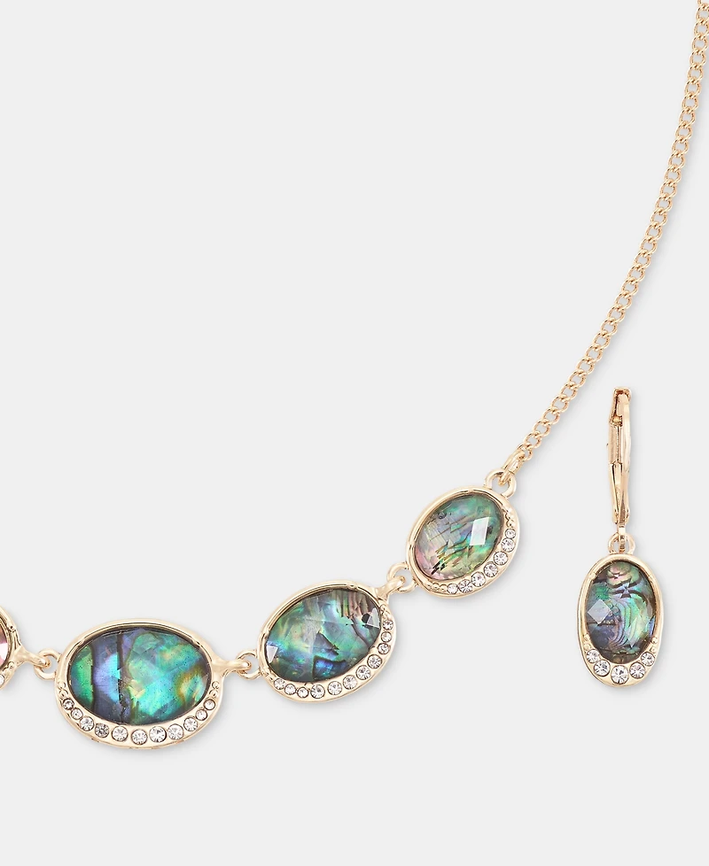 Anne Klein Mixed Stone Collar Necklace & Drop Earrings Set