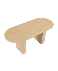 Streamdale Furniture Oval Farmhouse Dining Table, 62.9 Inch, Natural Finish