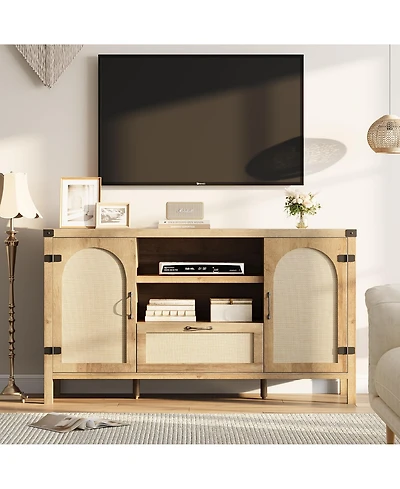 gaomon 47.2" Rattan Sideboard Buffet Cabinet with Storage, Farmhouse Kitchen Buffet Cabinet with Drawer