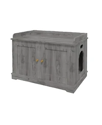 gaomon Wooden Cat Litter Box Enclosures,Hidden Litter Box,Pet House with Barn Door