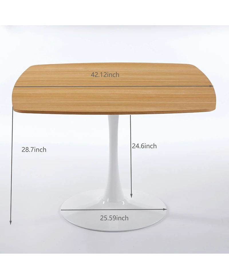 Boyel Living 42 Inch Square Dining Table for 4-6 Person, Modern with Sturdy Metal Pedestal Base