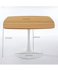 Boyel Living 42 Inch Square Dining Table for 4-6 Person, Modern with Sturdy Metal Pedestal Base