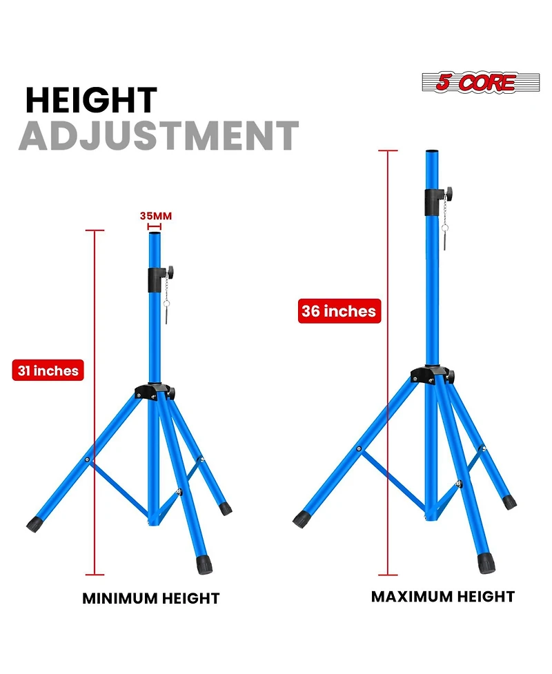 5 Core Speaker Stand 36" Adjustable Pa Dj Tripod Heavy Duty