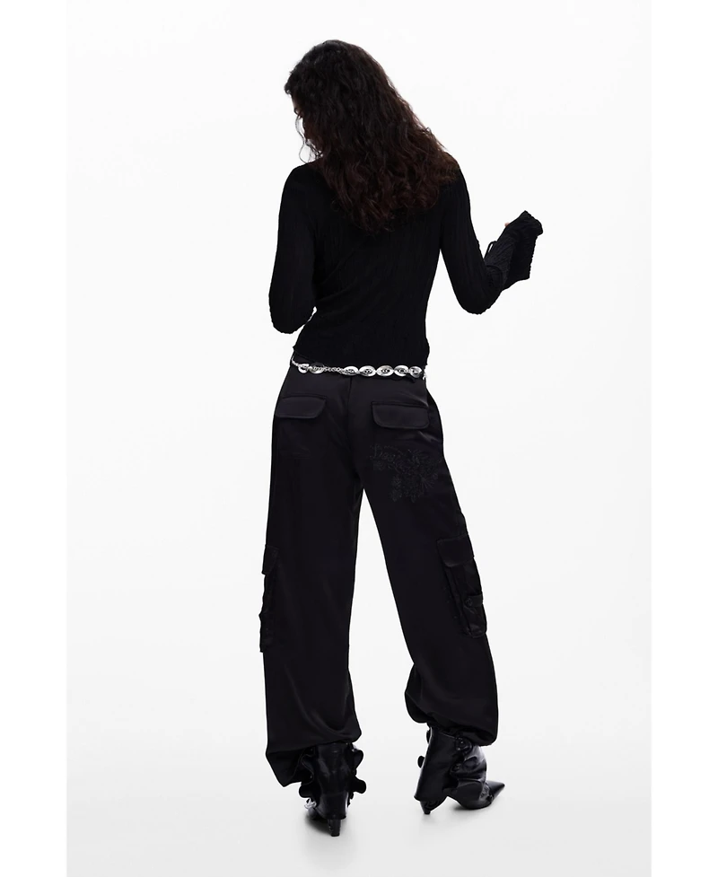 Desigual Women's T-shirt with snap buttons and tie