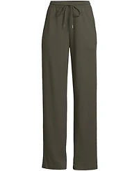 Lands' End Women's Petite Sport Knit High Rise Pull On Relaxed Straight Leg Pants