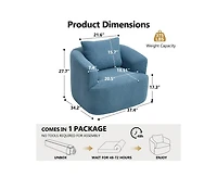 Sumyeg 360°Swivel Round Upholstered Comfy Chair With One Soft Pillow High-Resilience Sponge Single Sofa