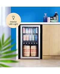 hOmeLabs 120 Can Beverage Refrigerator Cooler Glass Door Mini Fridge, 3.2 Cu Ft