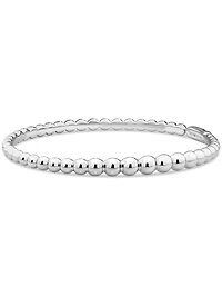 Devata Beaded Ball Bangle Bracelet in Rhodium Plated Sterling , Size