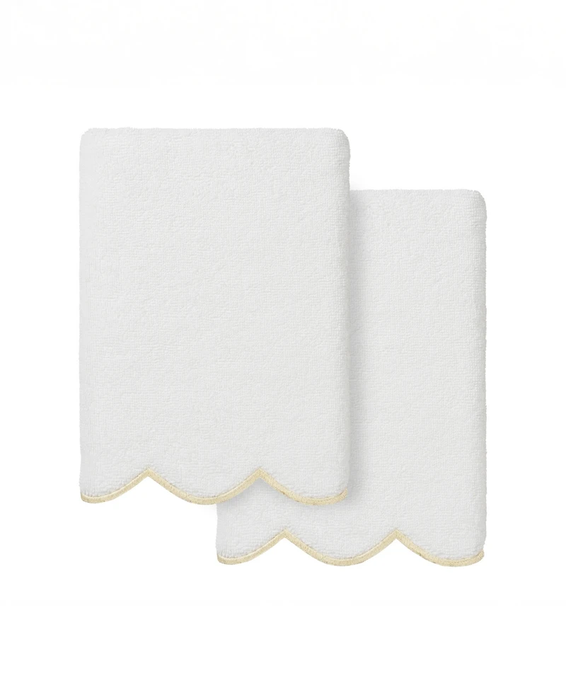 Linum Home Adornia Scallop Cotton 2-Pc. Hand Towel Set, 16" x 30"