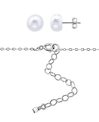 Giani Bernini 2-Pc. Two-Tone Freshwater Pearl Heart Pendant Necklace and Stud Earrings Set