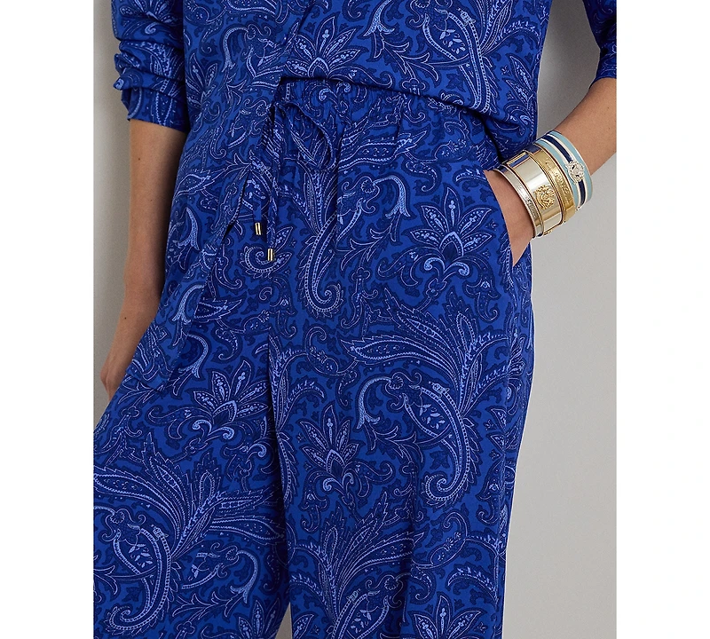 Lauren Ralph Petite Paisley Crepe Wide-Leg Pants