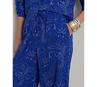 Lauren Ralph Petite Paisley Crepe Wide-Leg Pants