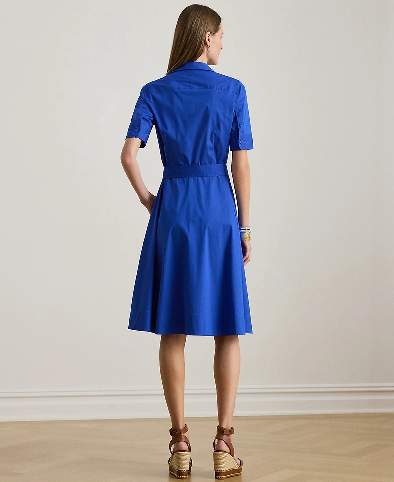 Lauren Ralph Women's Petite Belted Point Collar Shirtdress