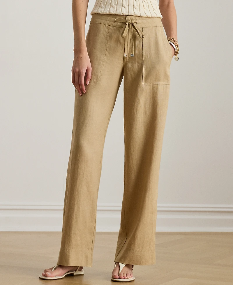 Lauren Ralph Petite 100% Linen Wide-Leg Pants