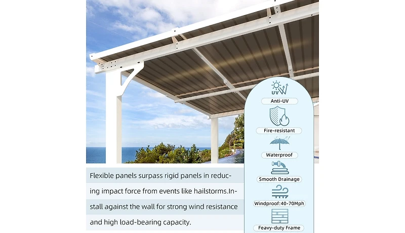 Aecojoy 8' x 5' Wall Mounted Gazebos Pergola