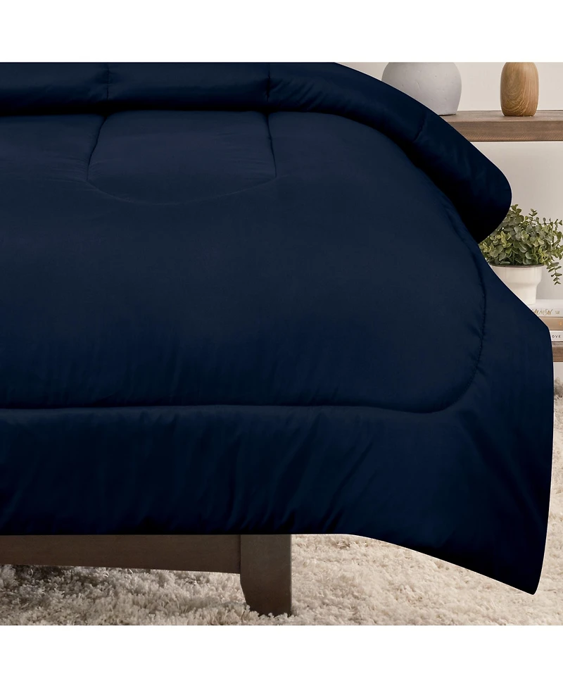 Chanasya Premium Solid Navy Comforter Set – Soft Dark Blue Microfiber Bedding – 3 Piece Set with 1 Comforter and 2 Pillow Shams