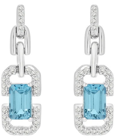 Macy's White Topaz (1/6 ct. t.w.) and Blue Topaz (5/8 ct. t.w.) Drop Earrings in Sterling Silver