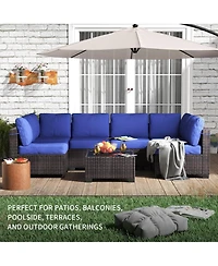Gaomon 7-Piece Outdoor Rattan Patio Furniture Set with Detachable Cushions and Glass Top Table