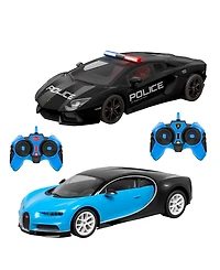 World Tech Toys Police Pursuit Bugatti Chiron 1:14 Lamborghini Aventador Remote Control Car